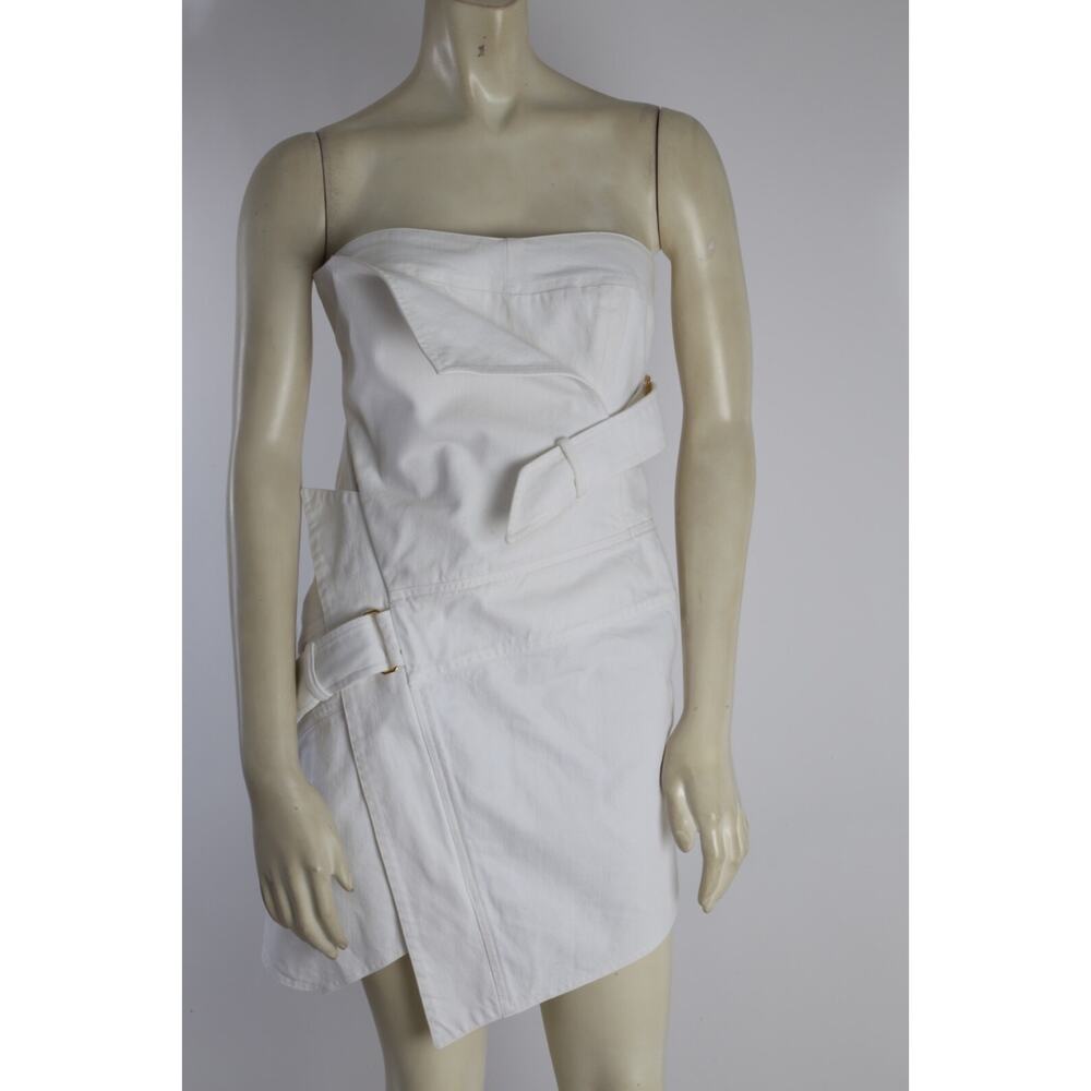 ALEXANDRE VAUTHIER White Cotton Strapless Straps Mini Dress Size 40